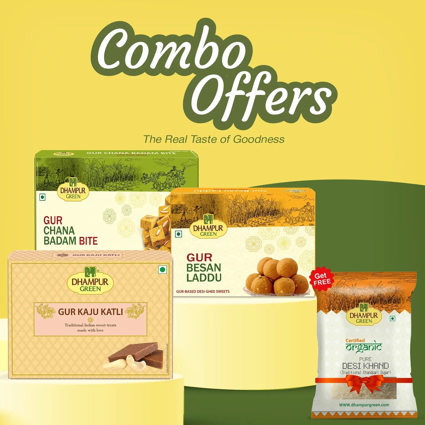 Jaggery Sweets Gift Combo – Free Desi Khand - Dhampur Green