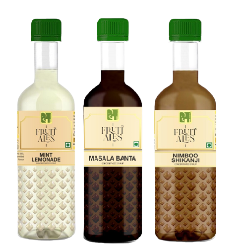 
                  
                    Fruitales Nimboo Shikanji ,Mint lemonade Syrup, Masala Banta Syrup (3x300ml)
                  
                