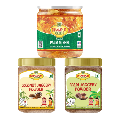 Combo Jaggery & Candy | Coconut Jagger Powder 250gm | Palm Jaggery Powder 250gm | Palm Mishri (Candy) 350gm