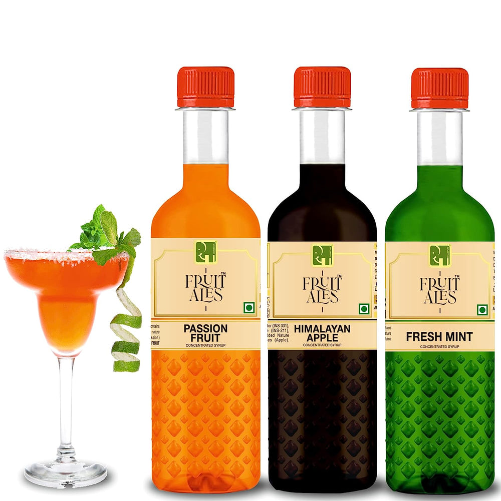 Mocktail Cocktail Drink Mixes - Passion Fruit, Himalayan Apple & Fresh Mint (3x300ml)