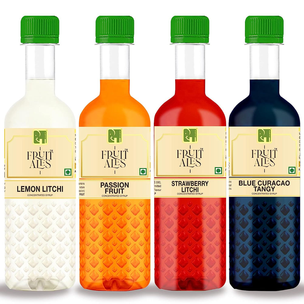 
                  
                    Mocktail Syrups - Lemon Litchi, Passion Fruit, Strawberry Litchi, Blue Curacao Flavoured Syrups - (4 x 300ml)
                  
                