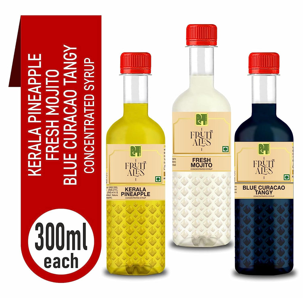 
                  
                    Mocktail Mixer - Blue Curacao, Fresh Mojito & Kerala Pineapple Flavouring Syrup - (3x300ml)
                  
                