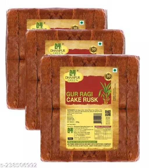 Ragi Rusk Pack : Gur Ragi Cake Rusk 200g + Gur Ragi Rusk 200g + Gur Ragi Rusk with Saunf & Elaichi 200g