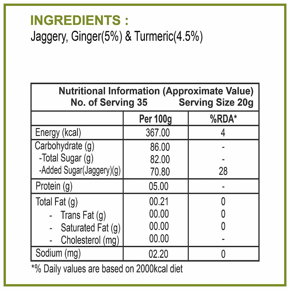 
                  
                    Haldi & Sonth Jaggery (Turmeric & Ginger) Powder 700g
                  
                