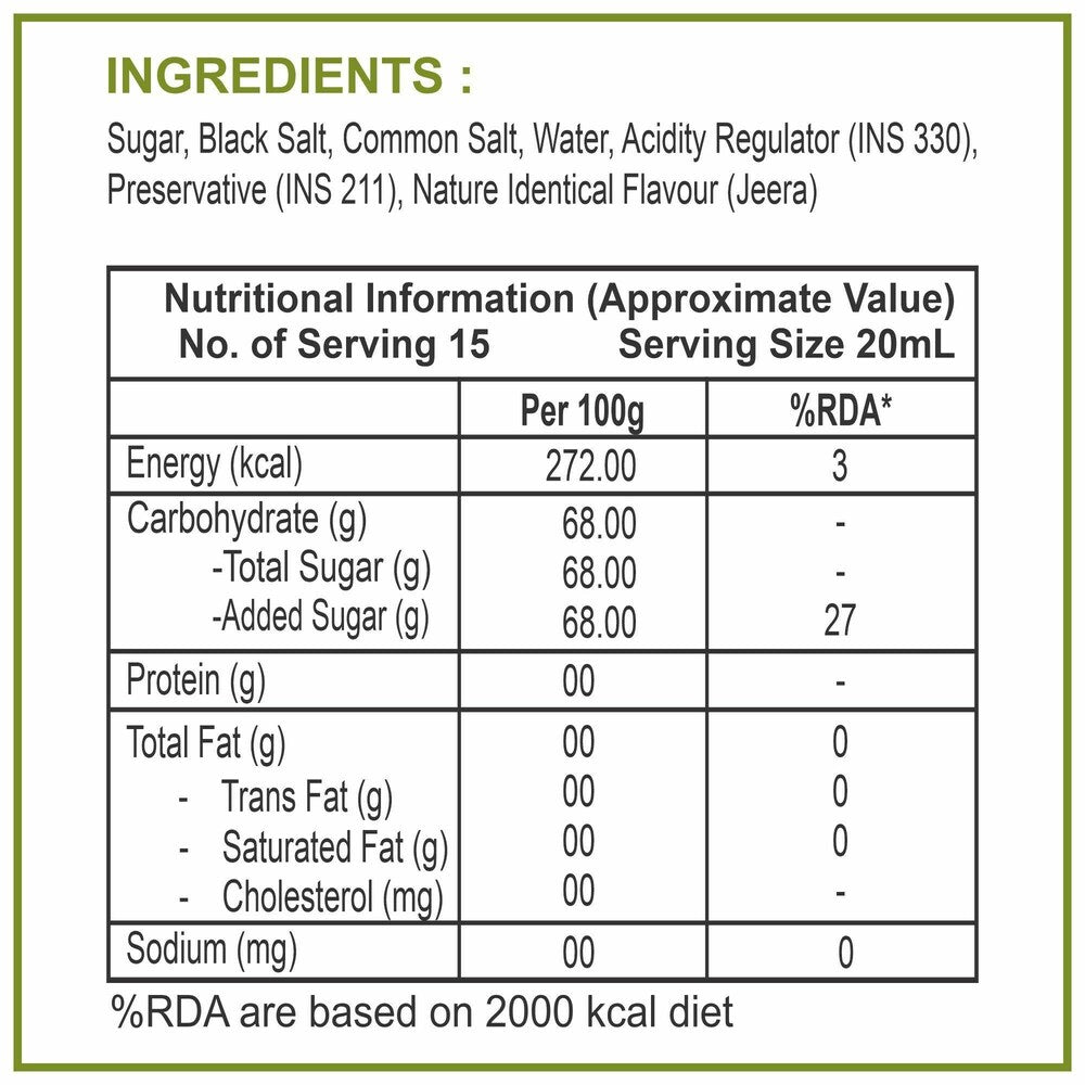 
                  
                    Jeera Masala Shikanji Mocktail Cocktail Vodka, Rum, Gin Mixer Syrup (3x300ml)
                  
                
