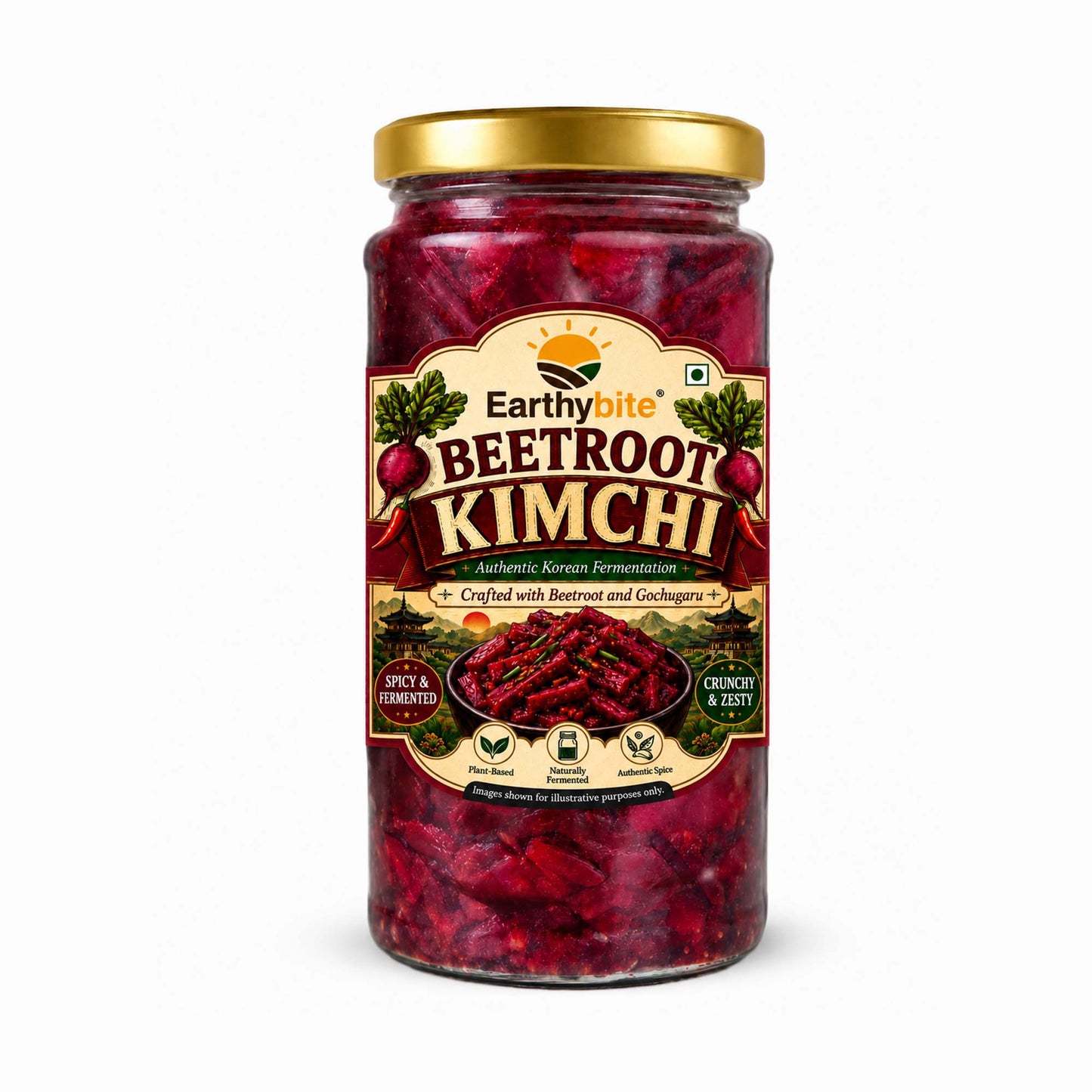 Earthy Bite Beetroot Kimchi loaded with fermented probiotics goods for gut health by Dhampur Green
