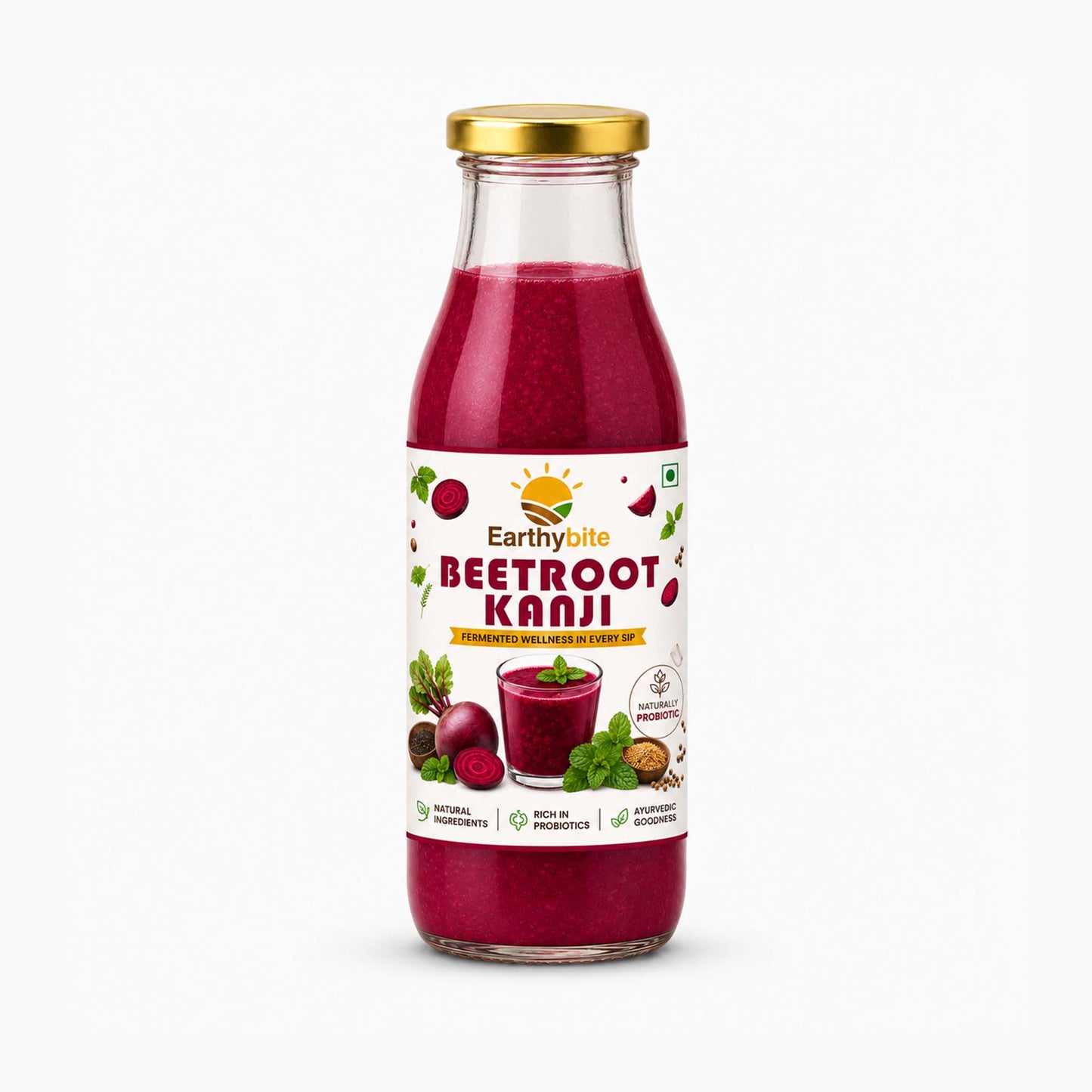 Earthy Bite beetroot Kanji loaded with fermented probiotics goods for gut health by Dhampur Green