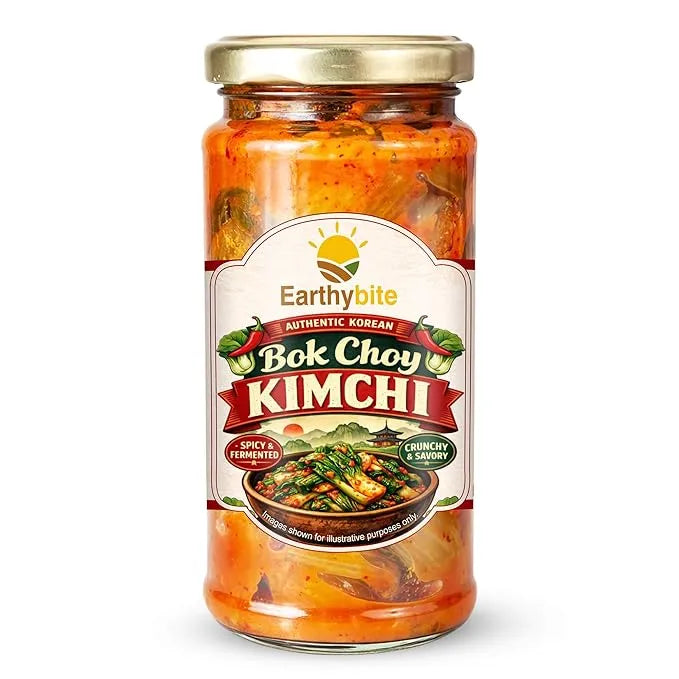 Jar of Earthybite Bok Choy Kimchi on a white background by DhampurGreen
