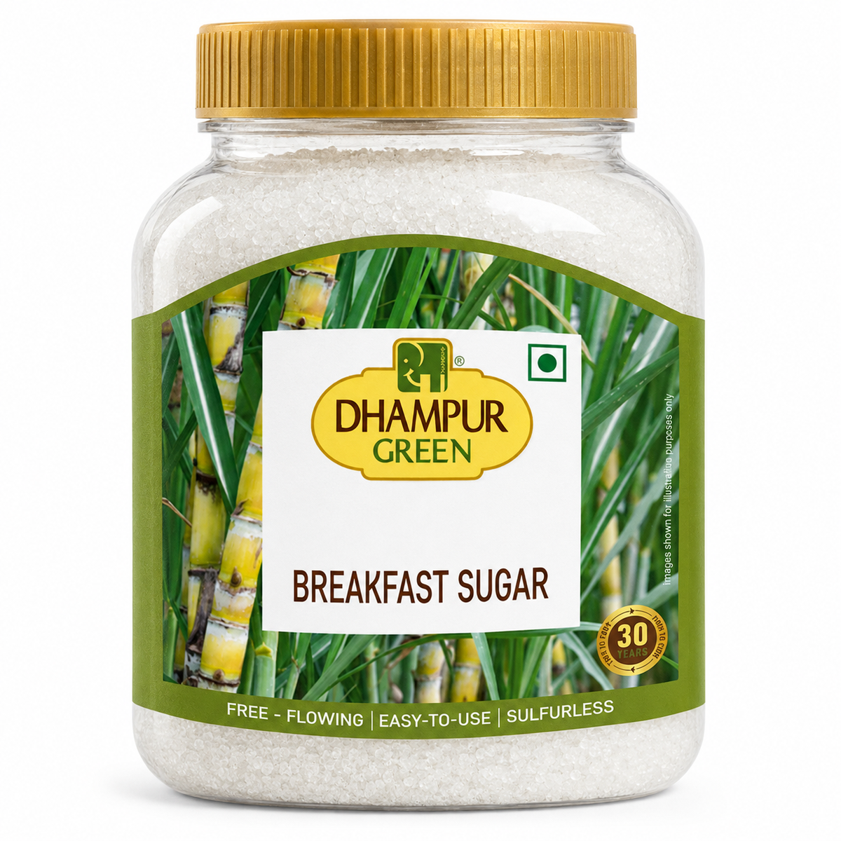 Dhampur Green Breakfast Sugar - Sulphur less, Free Flowing, Refined sugar alternate 