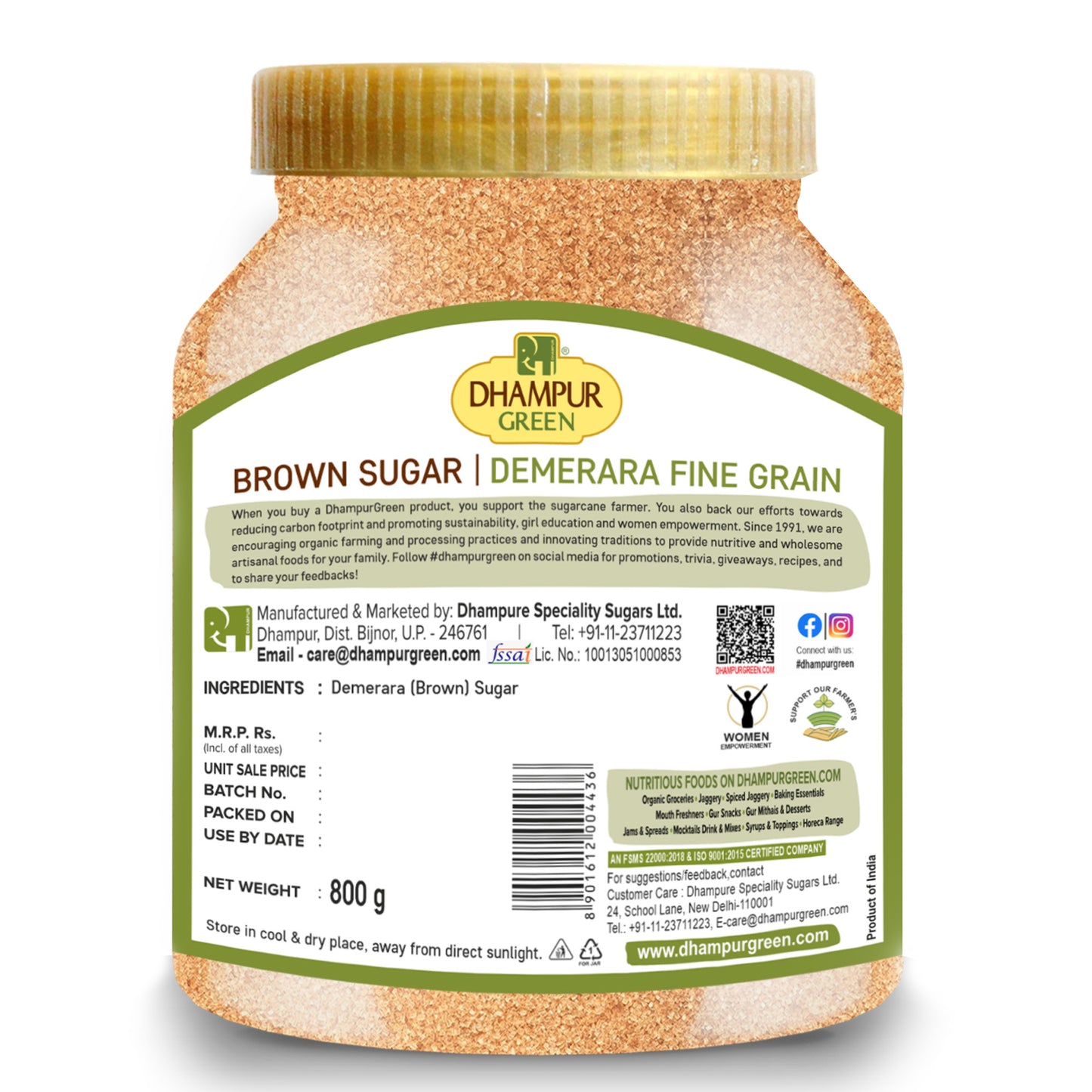 
                  
                    Demerara Brown Sugar (Fine Grain) 800gm
                  
                