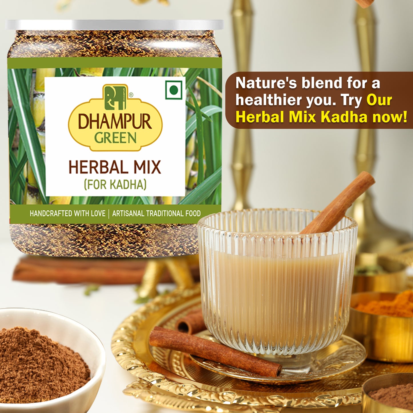 
                  
                    Dhampur Green Spiced Jaggery with Organic Brown Sugar,Haldi Masala doodh,Herbal Infusion Kadha & Masala Gur with Organic Jaggery combo 1kg
                  
                
