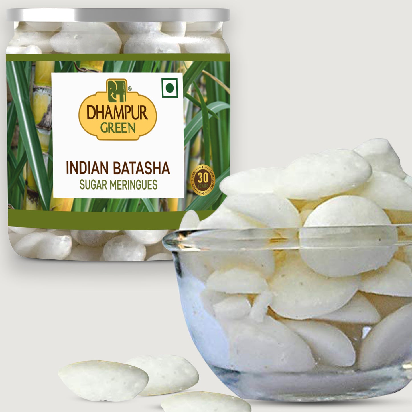 
                  
                    Dhampur Green Indian Prasad Dana Jar Combo for Puja Worship Sweet Natural Pure Traditional White Batasha, No added Chemical Color Preservatives,950G
                  
                