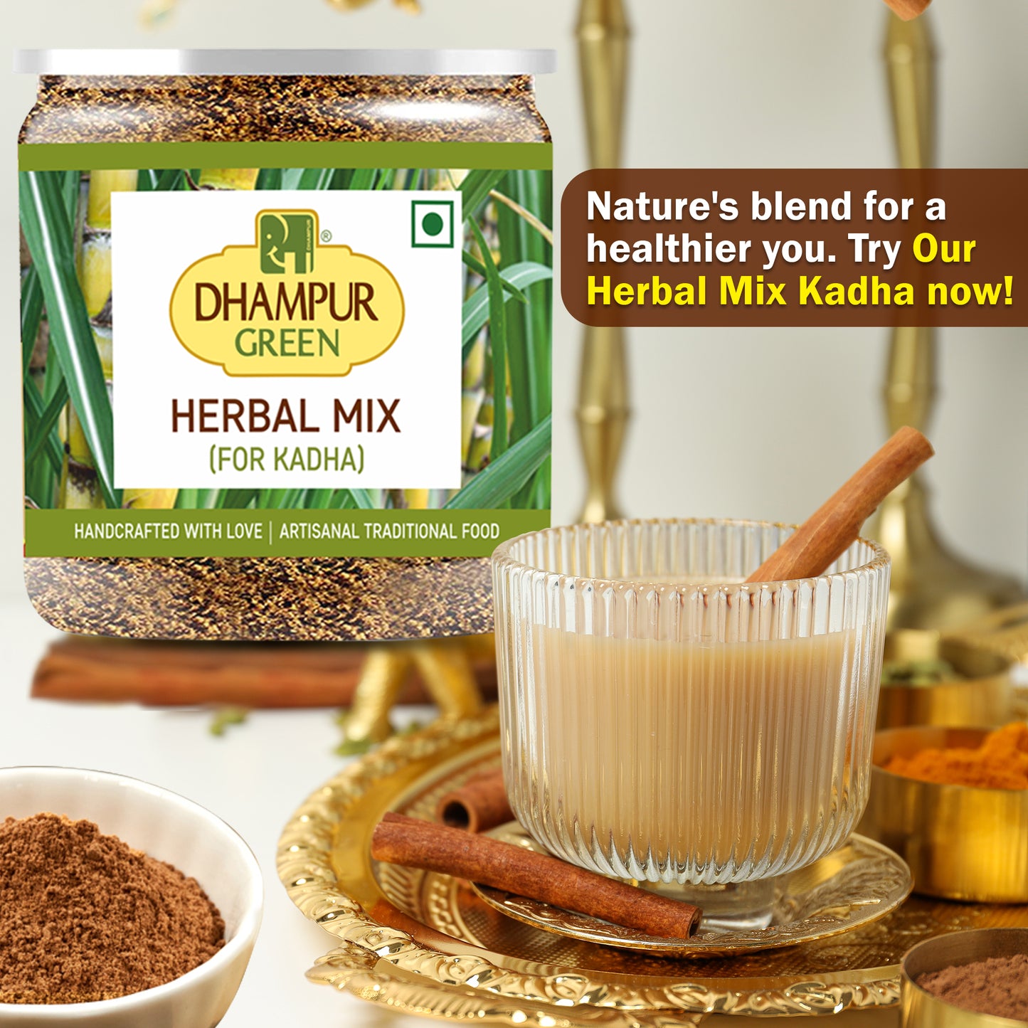 
                  
                    Dhampur Green Flavorful Wellness Combo-Spiced Gur, Haldi Masala Gur, Spiced Jaggery, Kalimirch-Sonth, Herbal Kadha Infusion for Kadha-1200G
                  
                