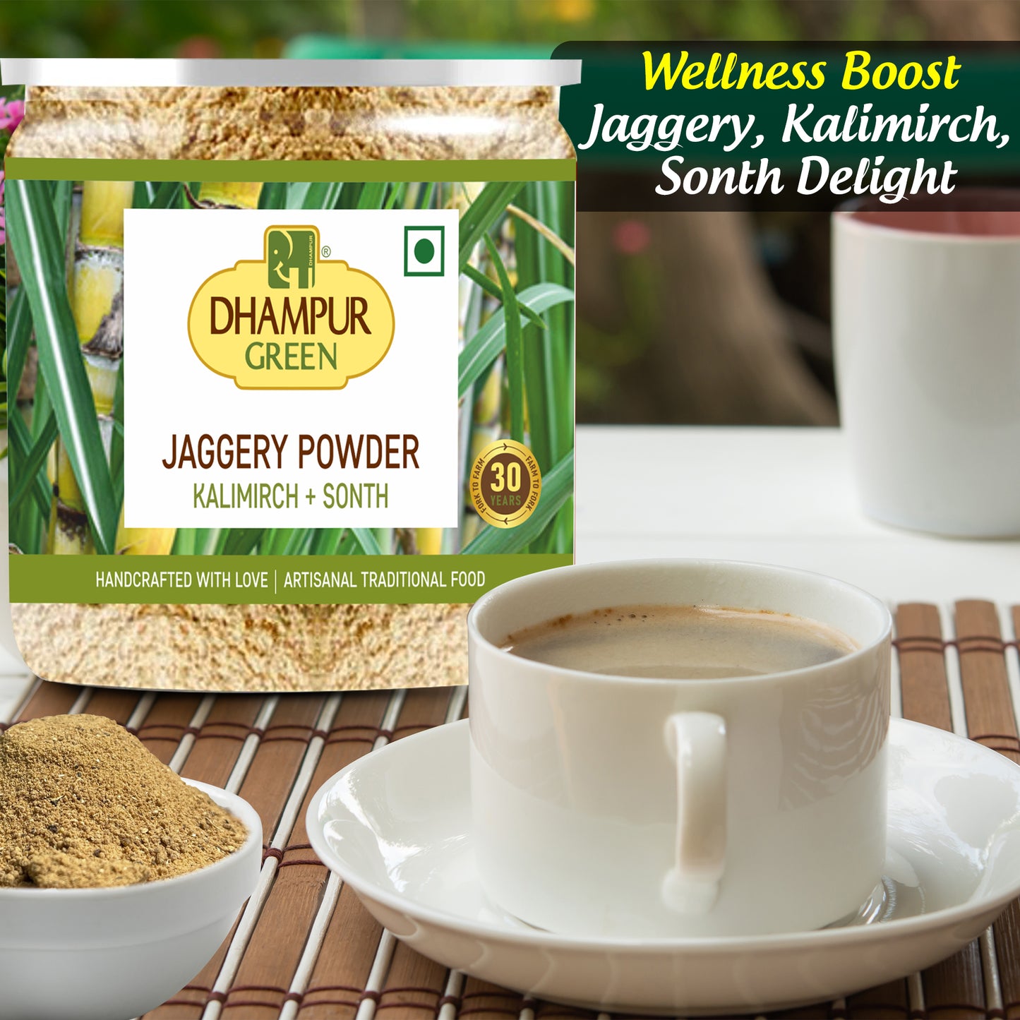 
                  
                    Dhampur Green Spice-Infused Jaggery Treasures Combo: Spiced Gur Saunf, Haldi-Sonth Pwder, Kalimirch-Sonth Pwder, Haldi Masala Gur - 1.15kg
                  
                