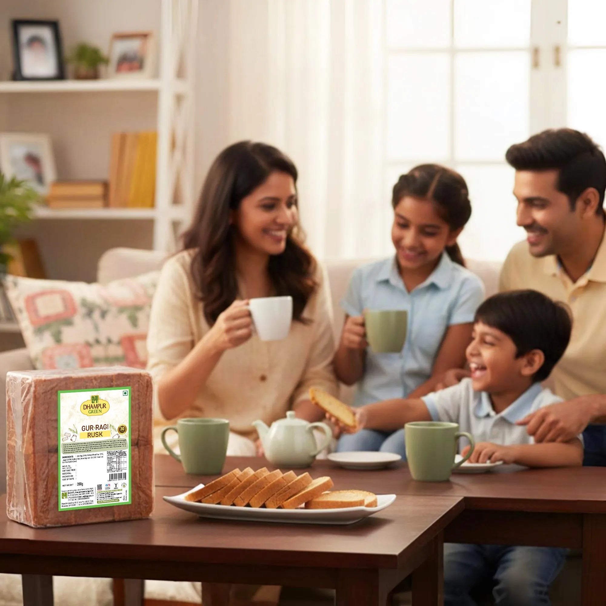 Gur Ragi Rusk 200gm – Nutritious, Crunchy & Naturally Sweet – Dhampur Green