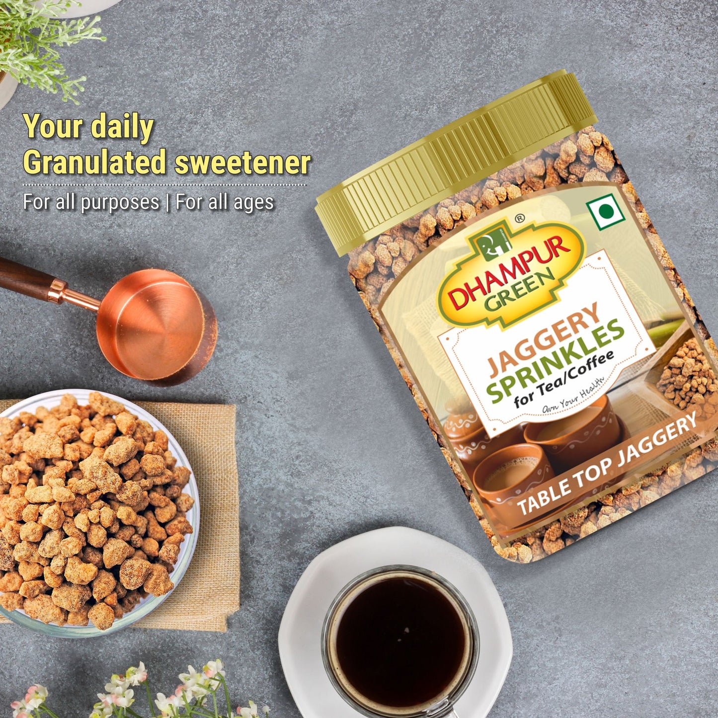 
                  
                    Dhampur Green Gur Natural Chemical Free Jaggery | Jaggery Pearls, Organic Jaggery Powder, and Brown Sugar, 700g
                  
                