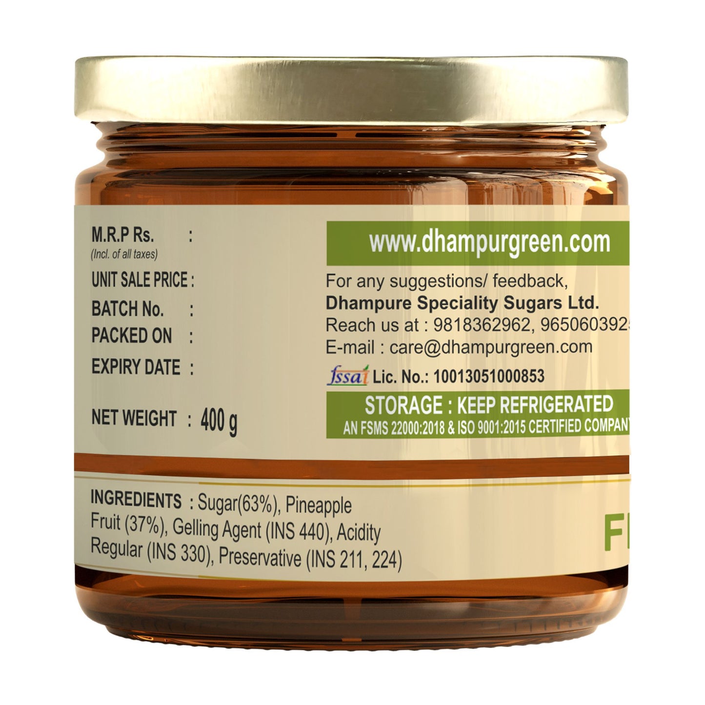 
                  
                    Fresh Pineapple Fruit Jam, 400g
                  
                