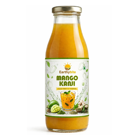Bottle of Earthlyble Mango Kanji on a white background by Dhampur Green