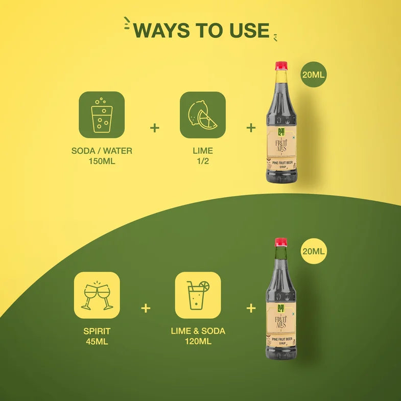 Pine Fruit Beer Mocktail Syrup, 735ml - Dhampur Green