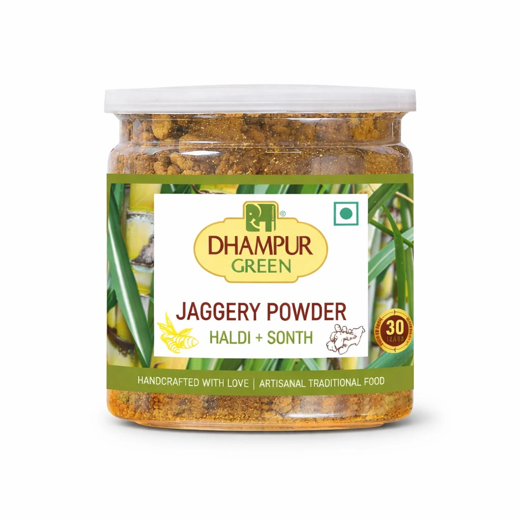 Haldi+Sonth (Turmeric +Ginger) Jaggery Powder 300gm - Dhampur Green