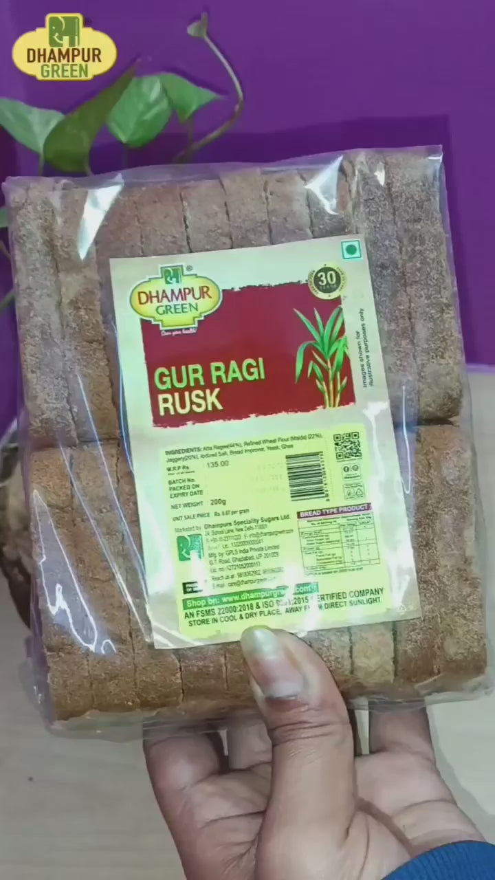 
                  
                    Load and play video in Gallery viewer, Gur Ragi Rusk 200gm
                  
                