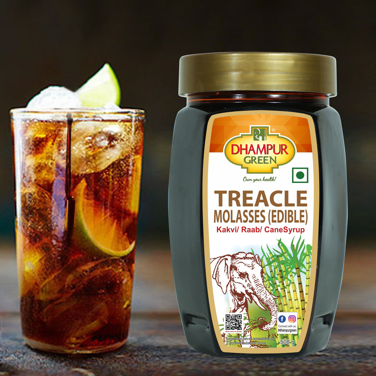 Treacle Molasses (Edible) 500g Dhampur Green