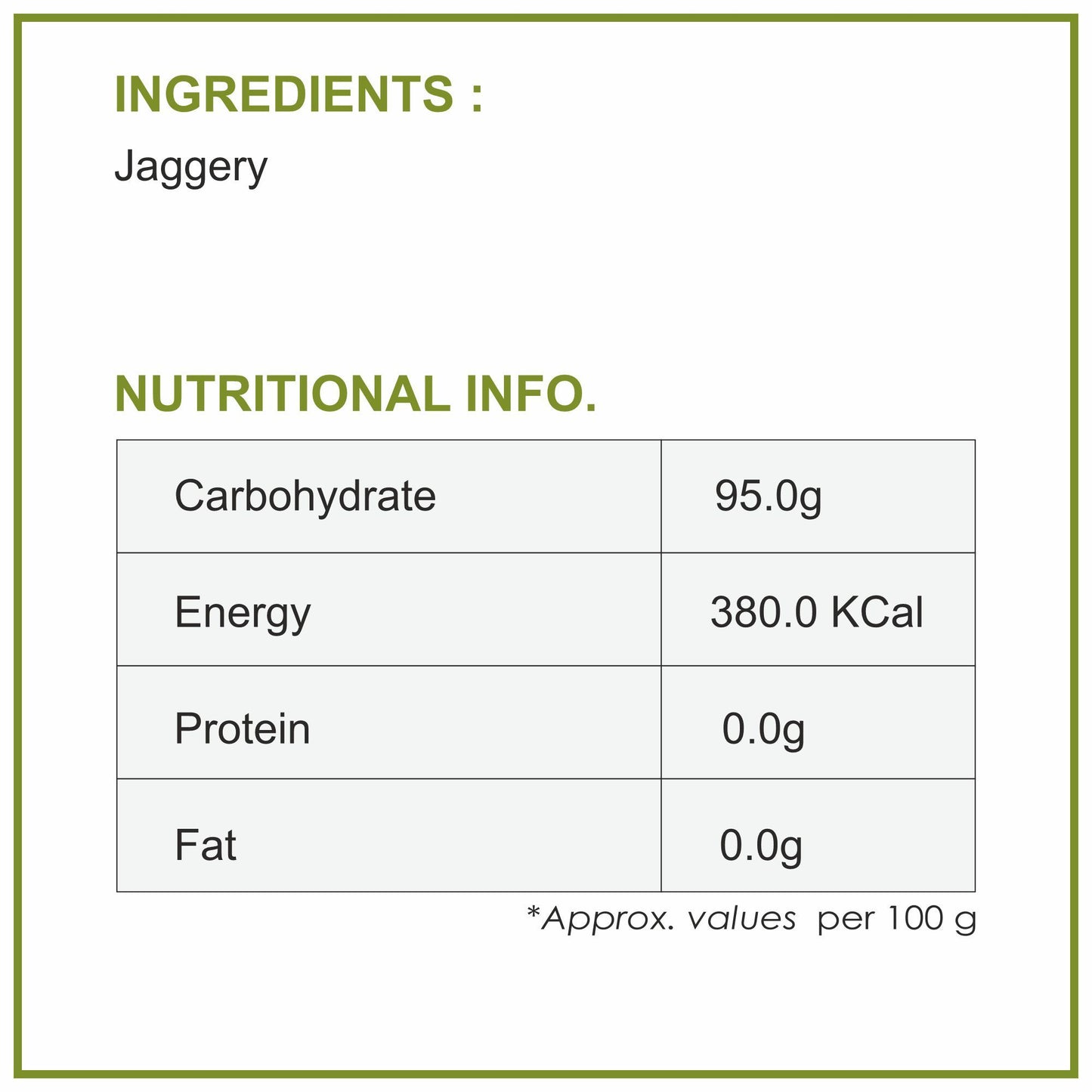 
                  
                    Jaggery Pearl Nutritional information
                  
                